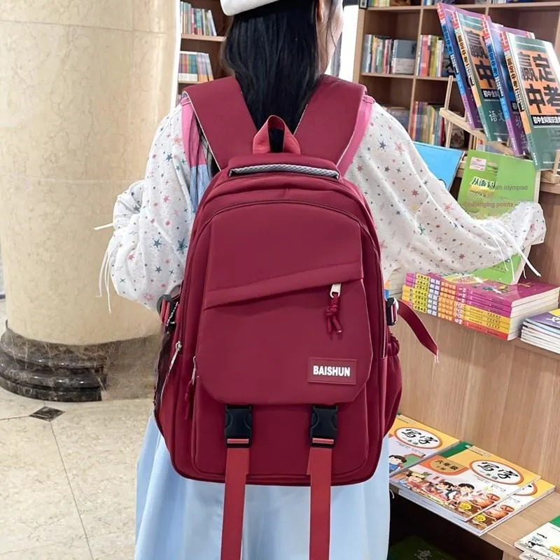 BRABOSTON Composite Cloth Backpack Unisex Black/Burgundy/Khaki/Green/Blue-4
