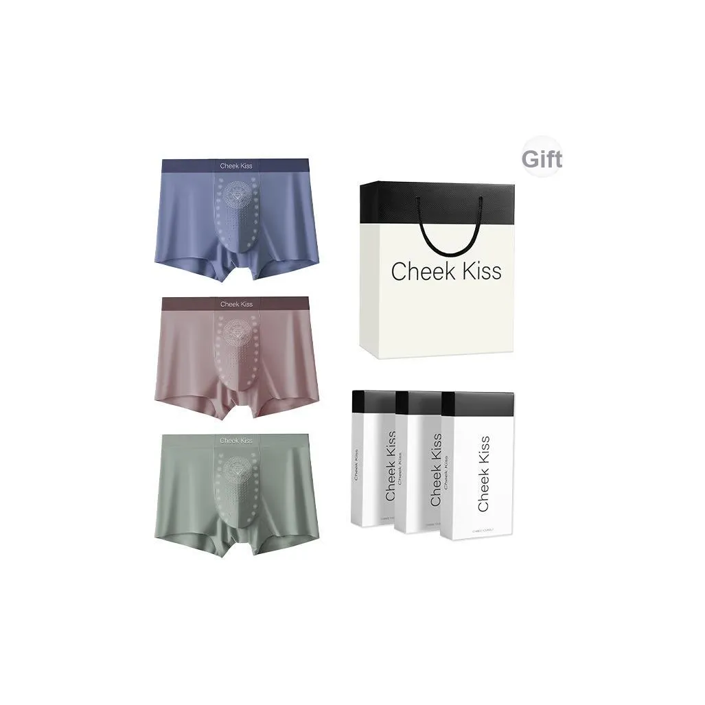 Cheekkiss Мужское нижнее белье быстросохнущее бесшовное из ледяного шелка дышащее боксеры упаковка из 3 штук