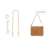 [2-Piece Set Gold-Tone]Pearl+Decorative Chain 40cm-All