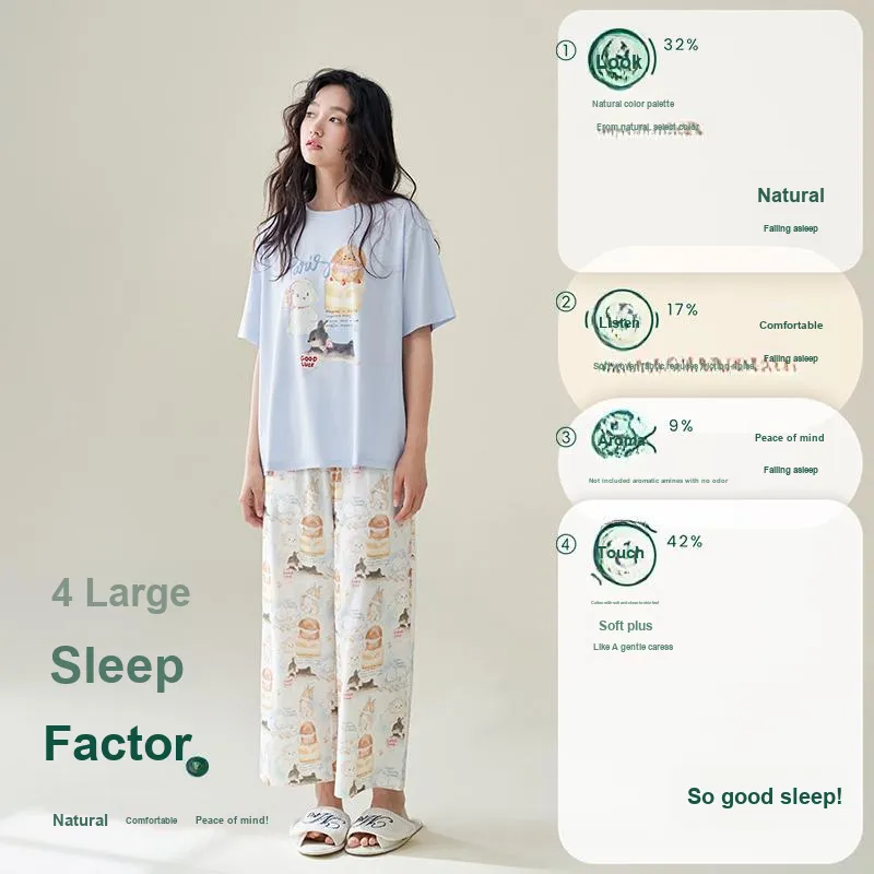 Aannsfam Pajama Set Women's Sea Salt Blue-2