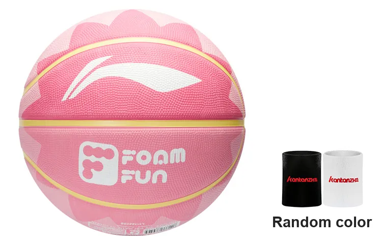 LiNing Rubber Basketball Pink Yellow Size 7 Training Unisex-20