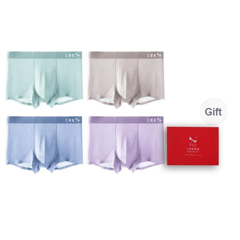 RED DRAGONFLY Ice Silk Underpants Seamless Skin Friendly Comfortable Men's Gift Box Combination-10