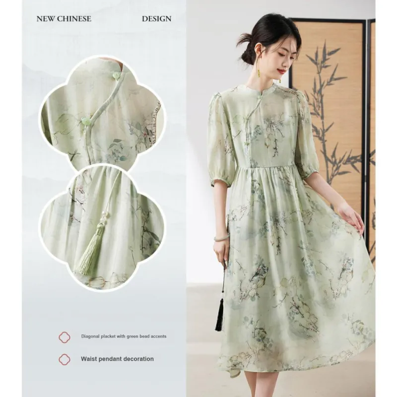 XINFEIYU Short Sleeved Dresses Women's Green-5
