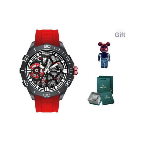 DEESIO Автоматический Механический Механизм Резиновый Ремешок Часы Унисекс Черный Циферблат