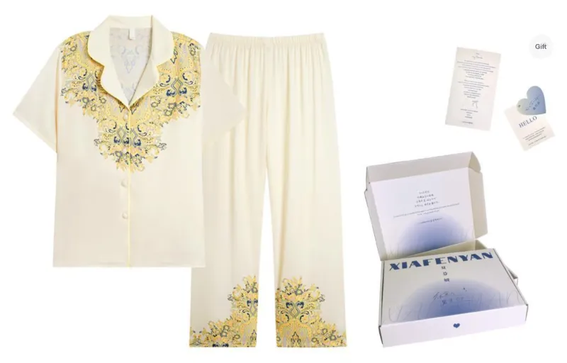 XIAFENYAN Pajama Set Women's Apricot-6