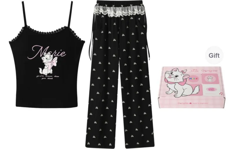 Gongdie x Disney Pajama Set Women's Gift Box Set Black-0
