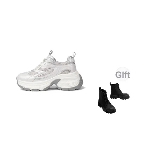 TOOMANYSHOES Космическая прогулка Низкий топ Толстая подошва Кроссовки Женские Серебряный