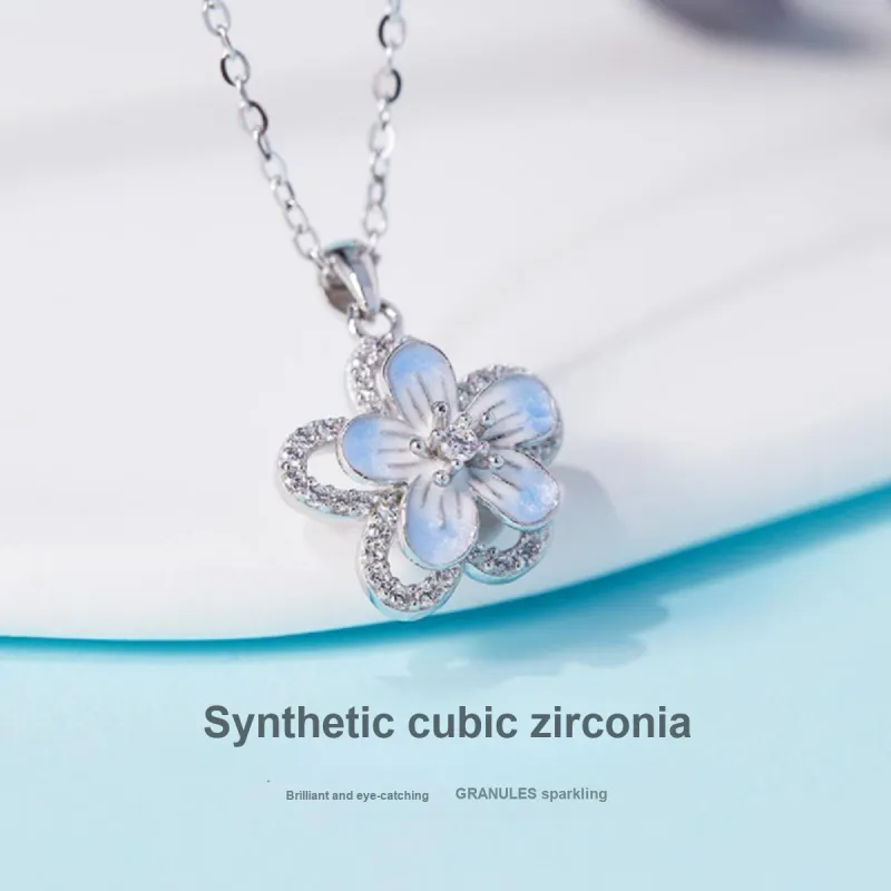 WINY 925 Sterling Silver Necklaces Women's Blue-4