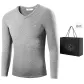 Men's V-Neck Top (Light Heather Gray) Fleece-Lined Thermal/Thickened Temperature Locking