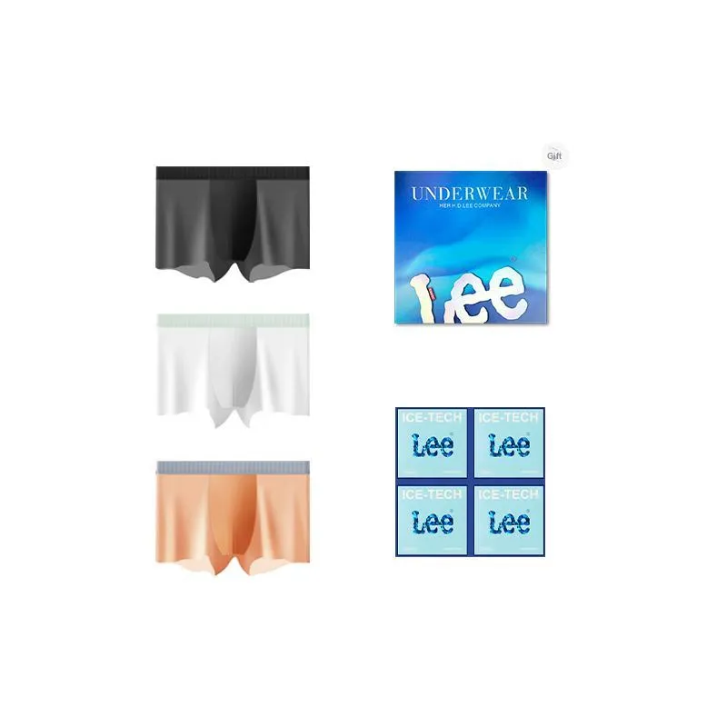 Lee Cool Ice Silk Underpants Men's Cool Seamless Comfortable And Breathable Boxer Shorts Gift Box 4 Pack-5