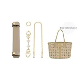[Beige Mcm Accessory Set]Beige Shoulder Strap Pad+Gold-Tone Four-Leaf Clover Extender Chain 15cm+Decorative Chain 40cm