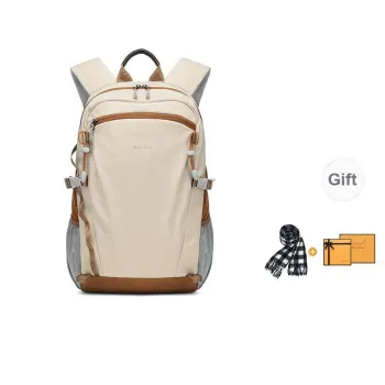 MashaLanti Nylon Fabric Backpack Hiking Bag Regular Unisex Apricot