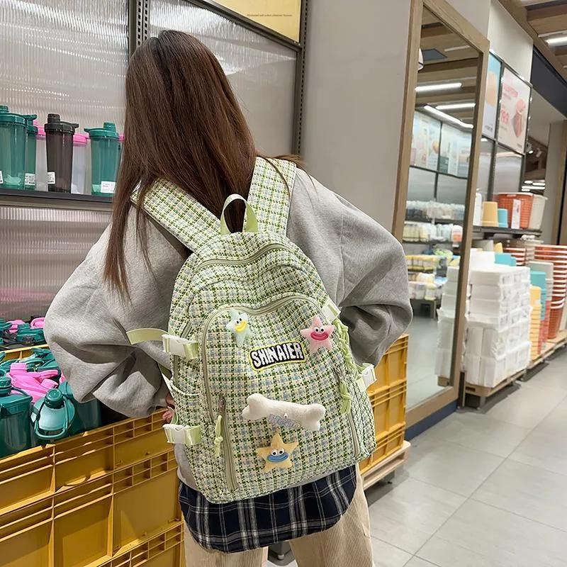 BUBM Nylon Backpack Regular Unisex Yellow/Pink/Coffee/Sprout Green/Turquoise-2