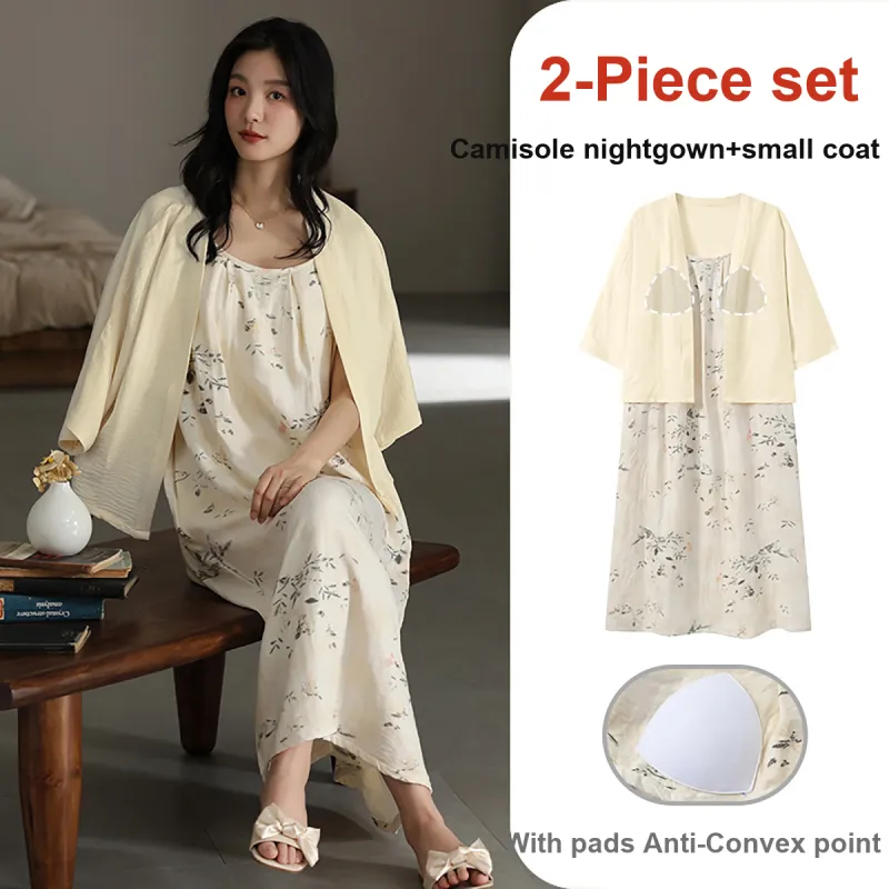 Cotton Shopping Pajama Set Women's White-1