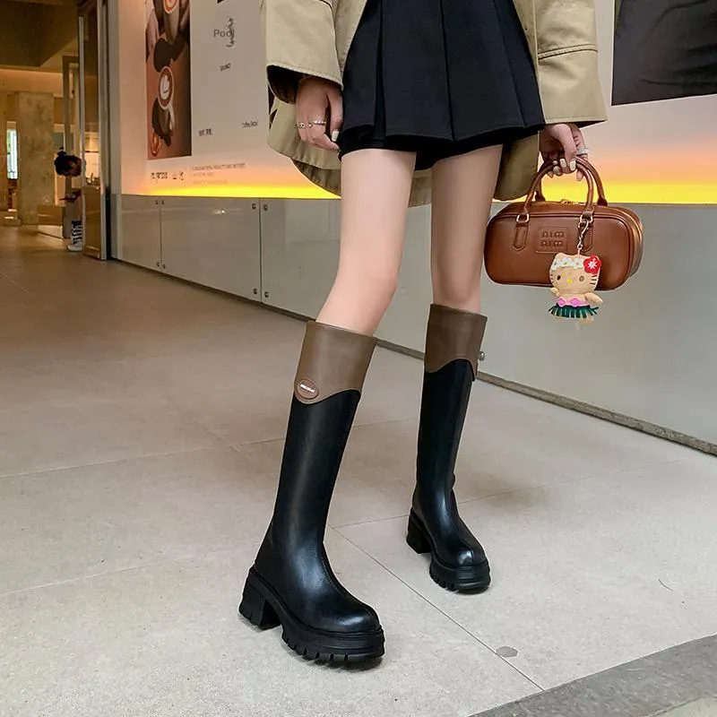 Five-nine Dan Seven Knee-high Boots 6cm Women's-3