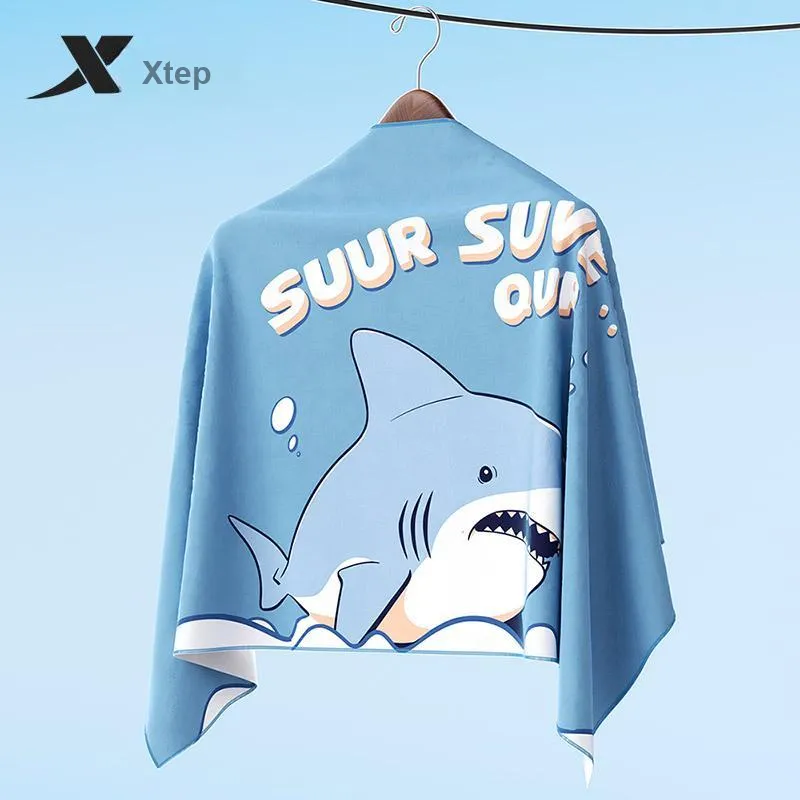 XTEP Letter Shark Cartoon Bath Towels With Quick Dry Technology Kids'-1