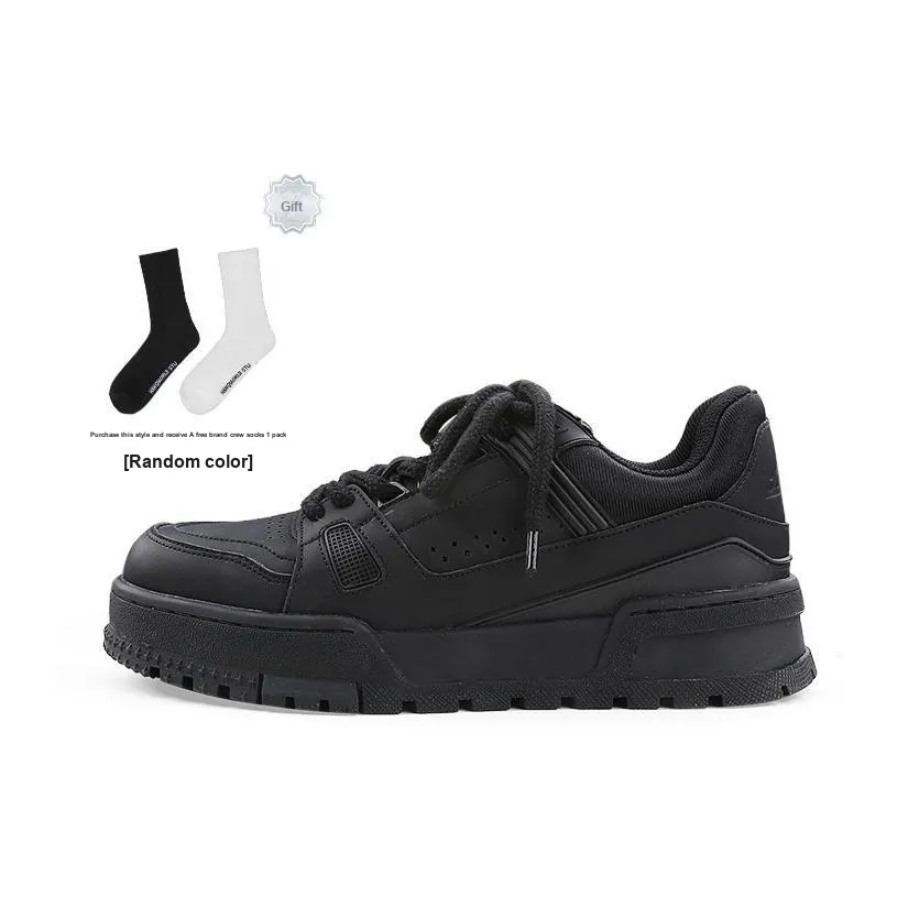 HANQIAORIJI Black Blood Series Skateboard Shoes Unisex Low top Black