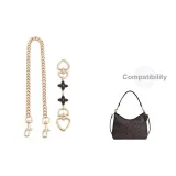 [Gold-Tone Two-Piece Set]Black Four-Leaf Clover 15cm+Decorative Chain 45cm