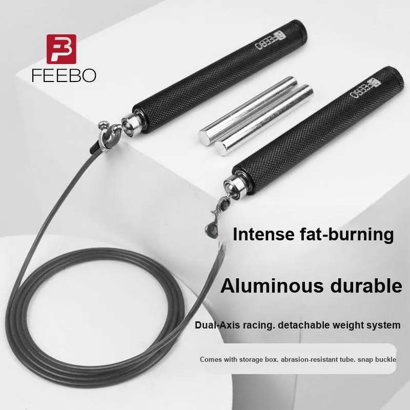 FEEBO Aerobic Fat Reduction Non Countable Jump Ropes Adults Handle Aluminum Alloy, Rope PVC Steel Wire 3m-1
