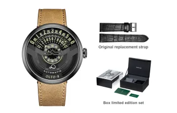 OLTO 8 UFO Series Wrist Watch Automatic Mechanical Movement Genuine Leather Strap Black Dial Men's Watches IF1 S3433