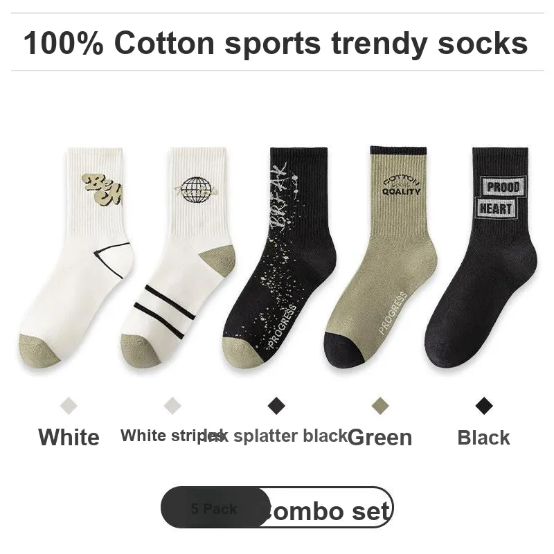 FIRS Mid Calf Socks Men's 5 Pack Mixed Color-4