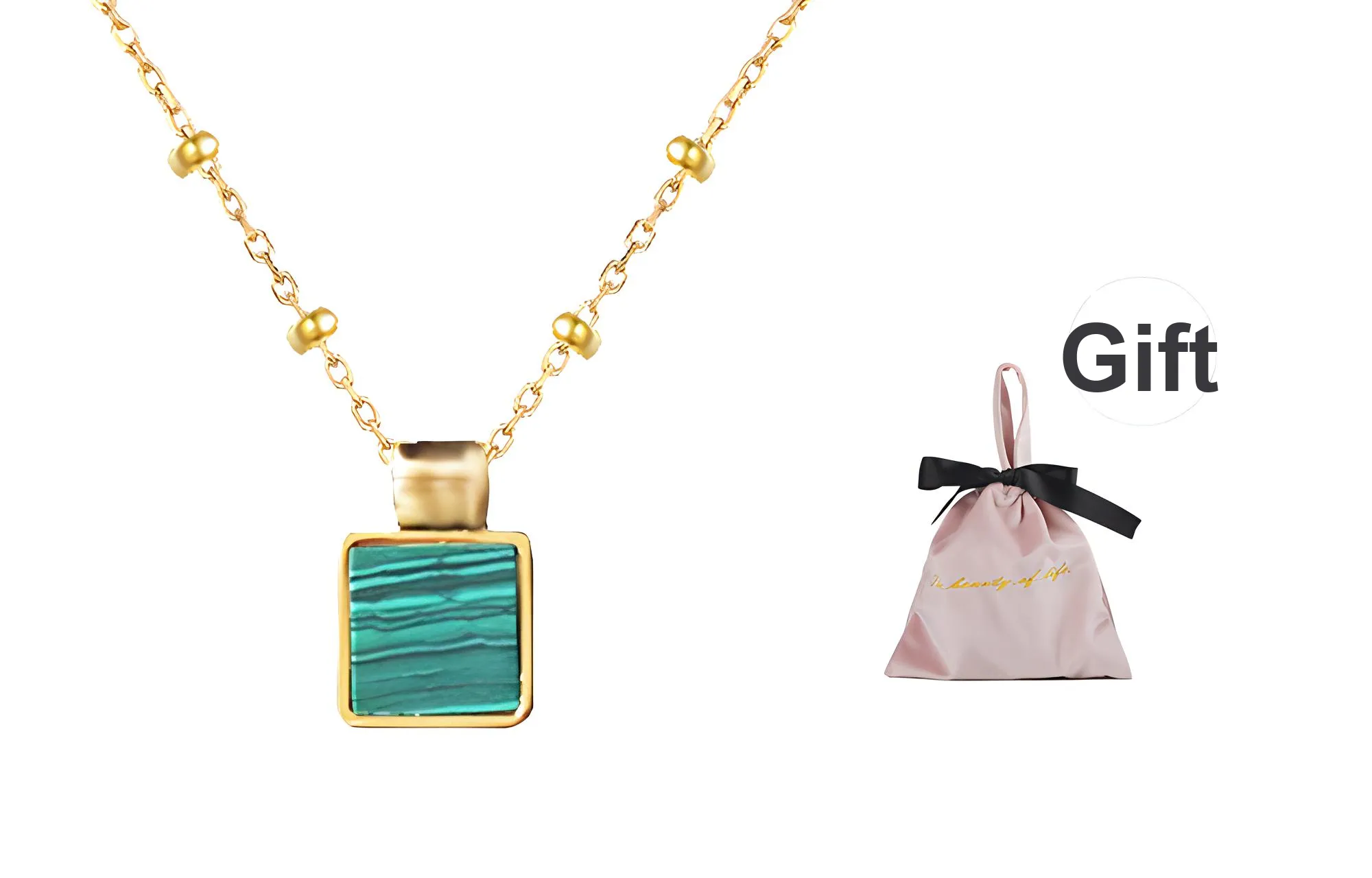 Wakfu Malachite Gold Plated Silver Necklaces Women's
