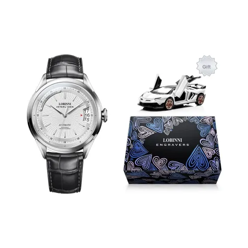 LOBINNI L Бизнес TABLE Механическое устройство Механизм Коровья кожа Ремешок Часы Мужские часы Белый циферблат