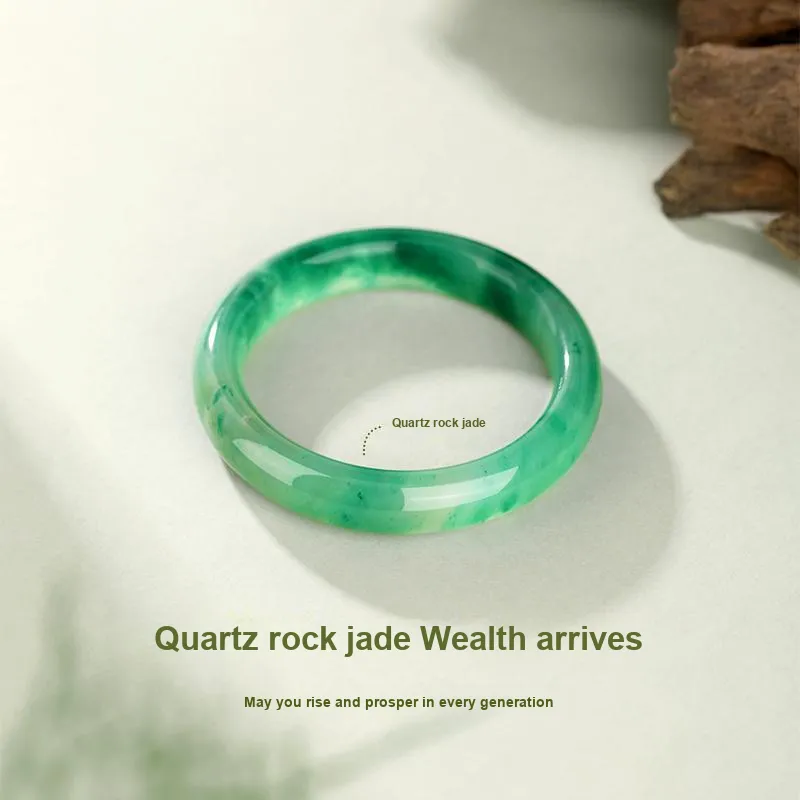 JINLIUFUJIXIANG Natural African Emerald Jade Bangles Unisex-2