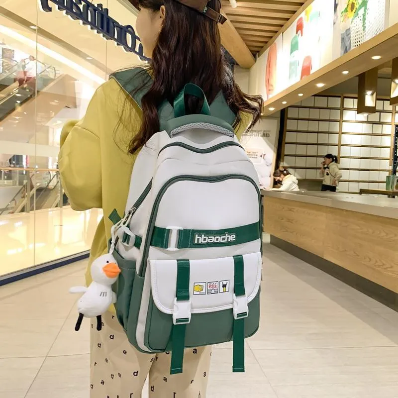Three Ducklings Nylon Backpack Women's Black/Red/Khaki/Green-11