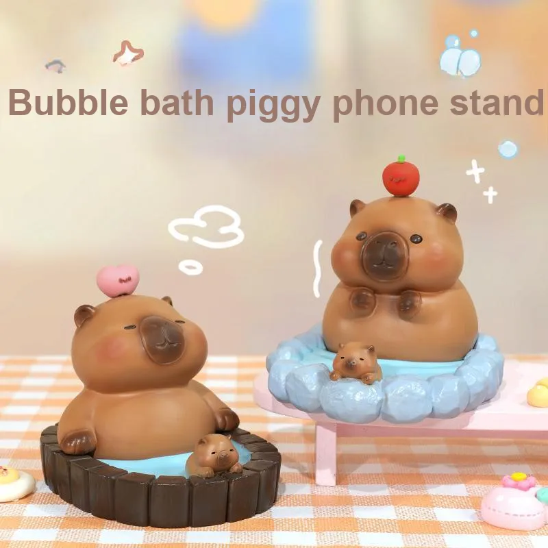 JOYAL Phone Stands Bubble Bath Kapibara Resin Ornament Cute Cartoon Lazy Person Desktop Streaming Tool Flat Swipe Drama-9