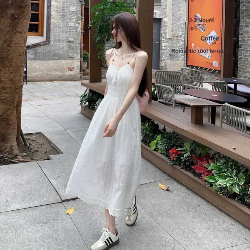 Mu Xiao Xin Slip Dresses Women's White-4