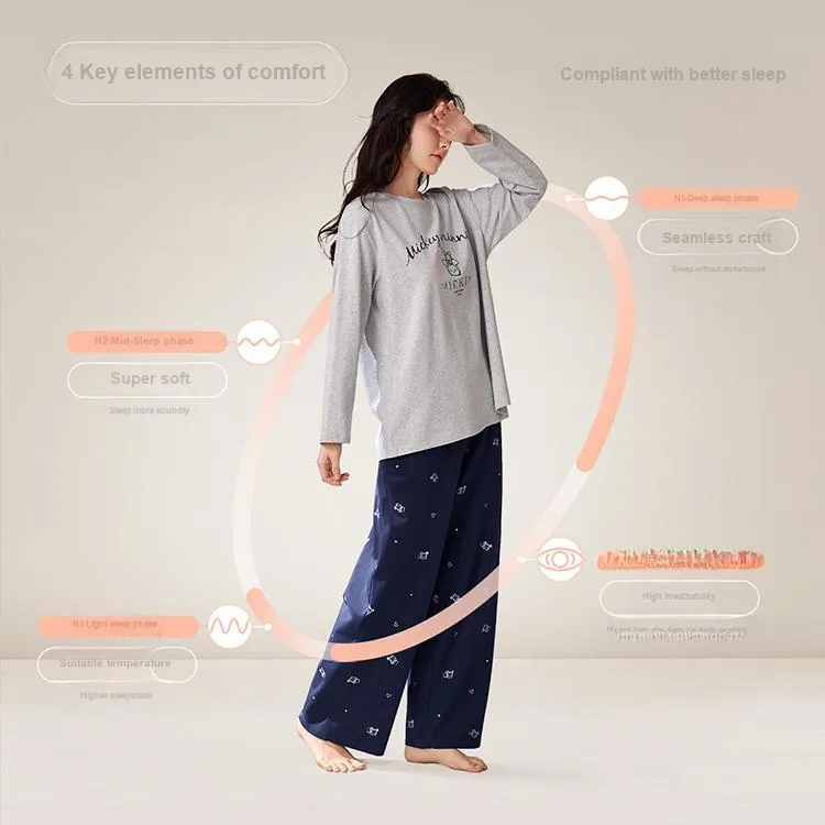 JINGYUN x Disney Pajama Set Women's Bean Gray-3