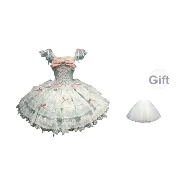 TIBINB Lolita Dresses Women's Green