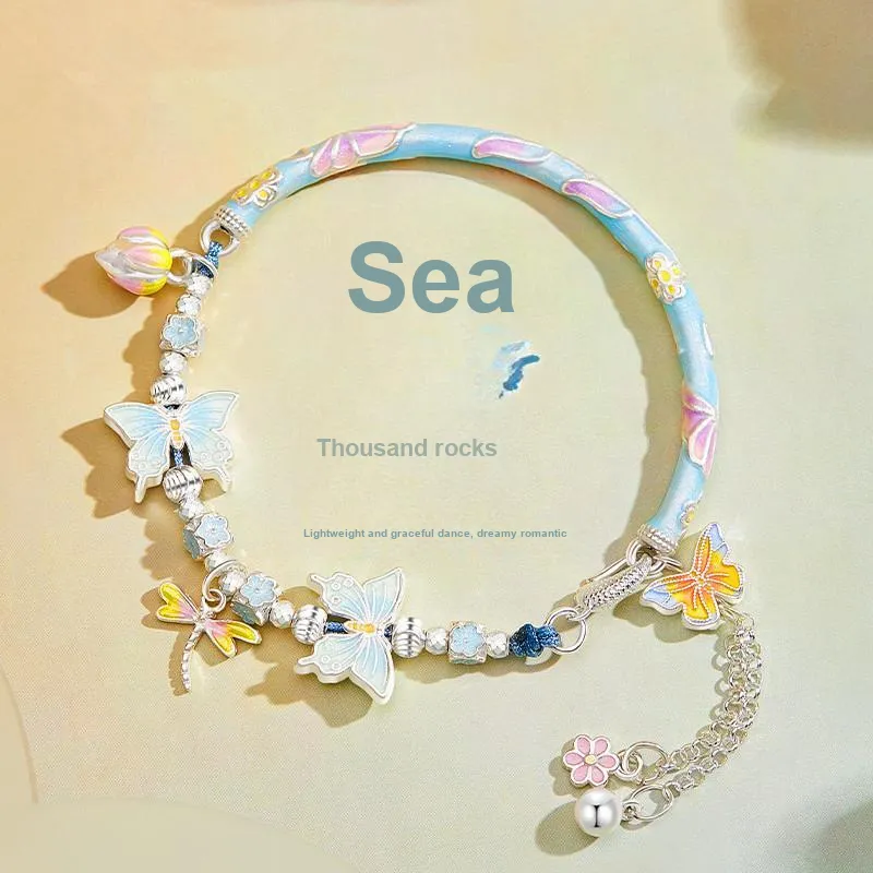 TUTAE 999 Fine Silver Sterling Silver Bracelets Women's Pink-3