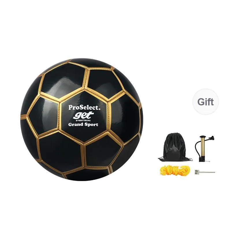 ProSelect Size 5 Soccer PVC Machine Stitched Soccer Ball Unisex Black Gold-4