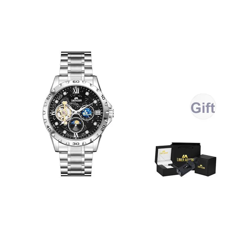 LIBER AEDON Wrist Watch Automatic Mechanical Movement Black Dial Men's Watches