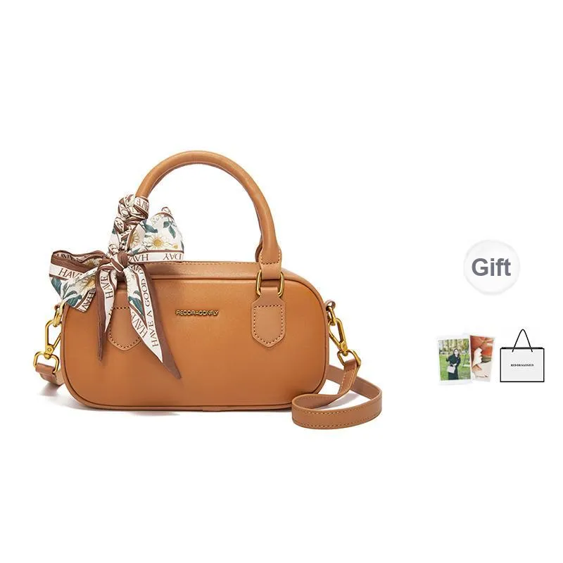 RED DRAGONFLY Cow Split Leather Handbag Regular Unisex Brown/Black-0