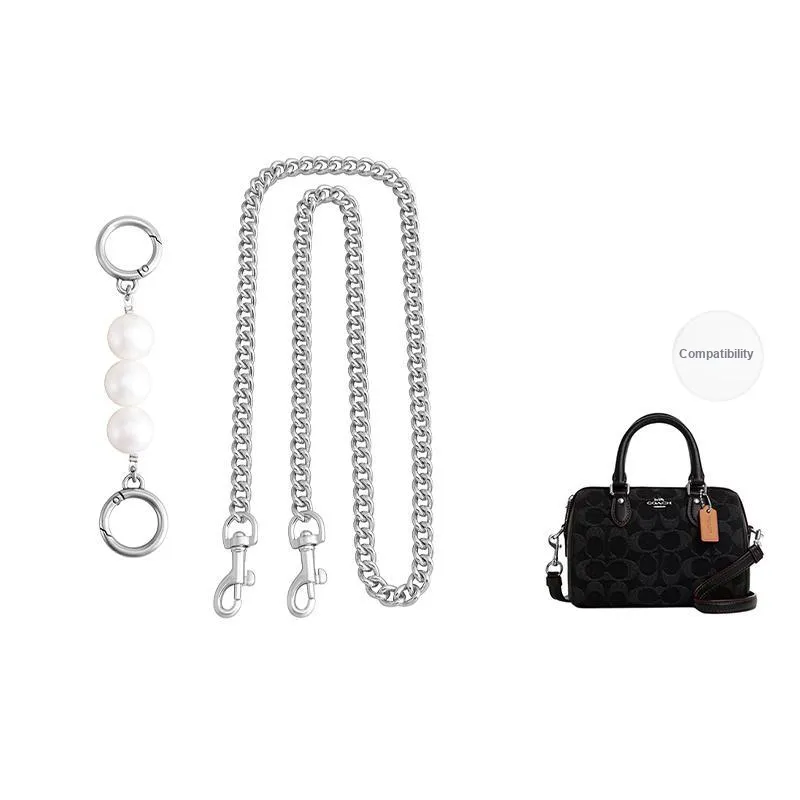 Metal Pearl Chain Coach Mini Boston Crossbody Shoulder Strap Accessories Bag Strap Women's Straight Gold/Brilli-0