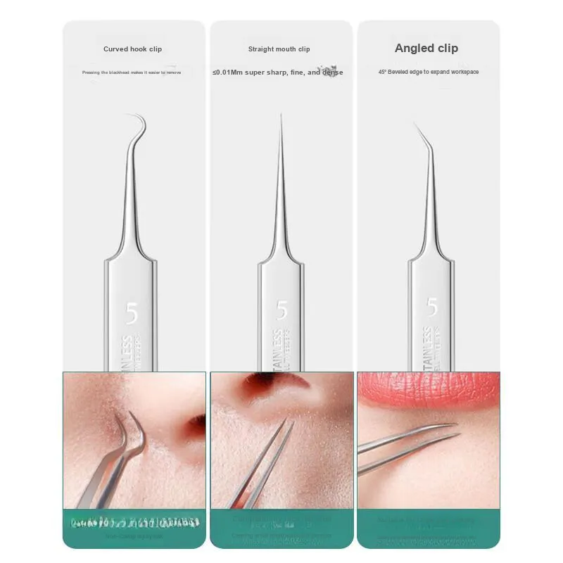 JIANYINGSHU Ultra Sharp Blackhead Remover Set Of 3 Make up Tools Blackhead Removal Needle-5