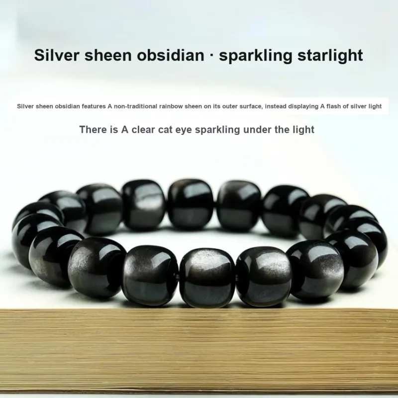 Stone On The Line Obsidian Bracelets Unisex-1