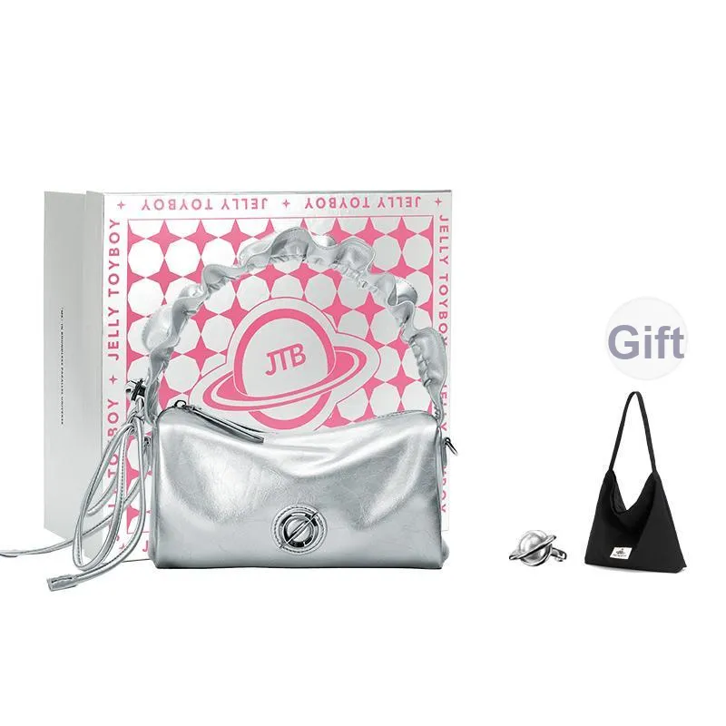 JELLYTOYBOY Cow Leather Cloud Cluster Lunch Box Bag One Shoulder Crossbody/Handbag Regular Women's Silver/Pink