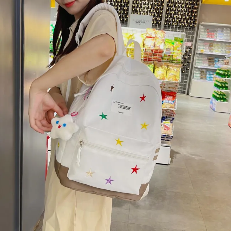 URBAN FOREST Nylon Backpack Unisex Red/Khaki/Blue/Brown/Black-9