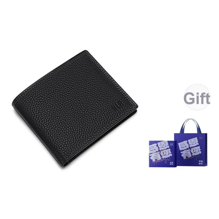 HLA Cow Leather Wallet Regular Unisex Black