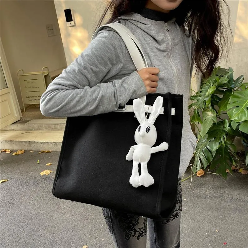 HCXK Canvas Tote Canvas Bag Class Commute Bag Single Shoulder Bag Regular Women's Multicolor-1
