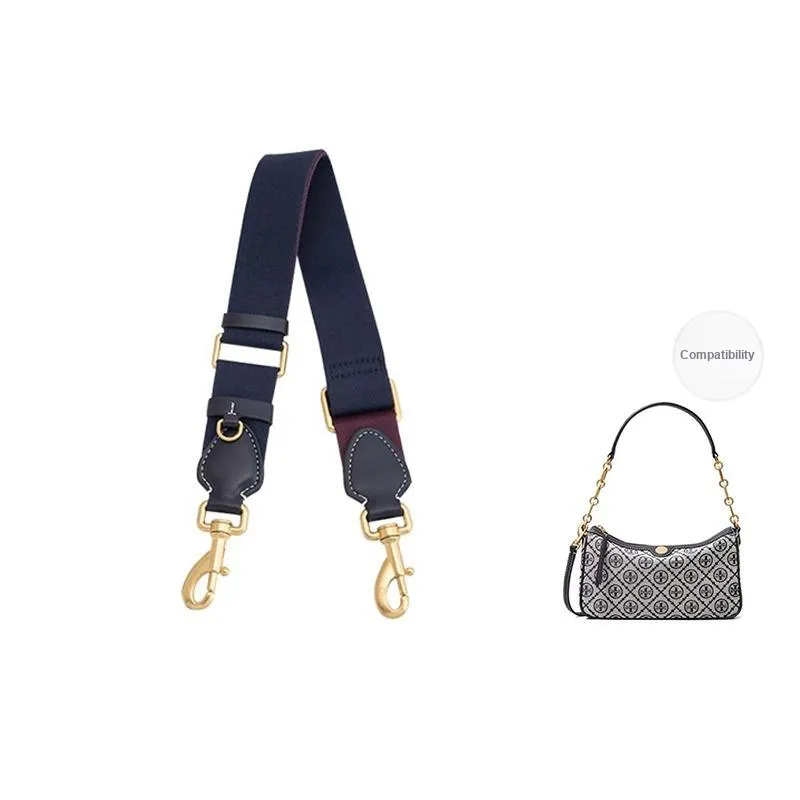 Leather Shoulder Strap Adjustable Bag Strap Accessories Bag Shoulder Strap Women's Marine Blue/Brown-2