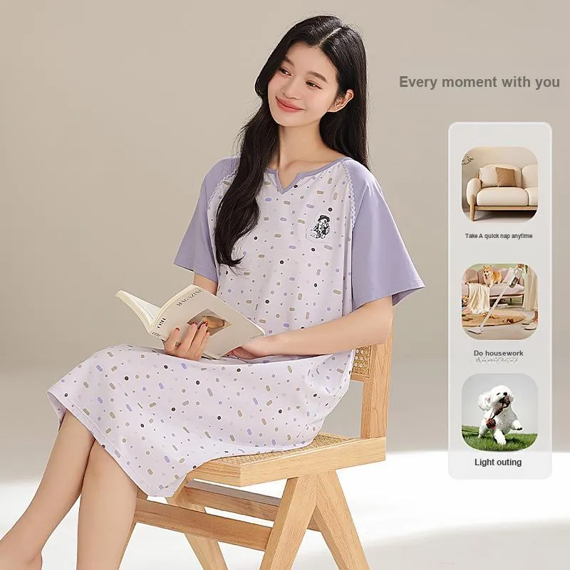 XIAFENYAN Nightgown Women's Purple-2