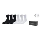 Black Orange Box+6 Pack (White *3+Black *3-Crew Socks)