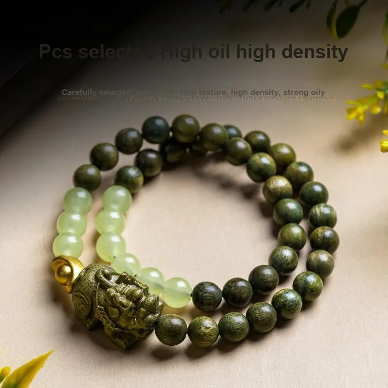 GUMUJIANG Green Sandalwood Bracelets Unisex-1