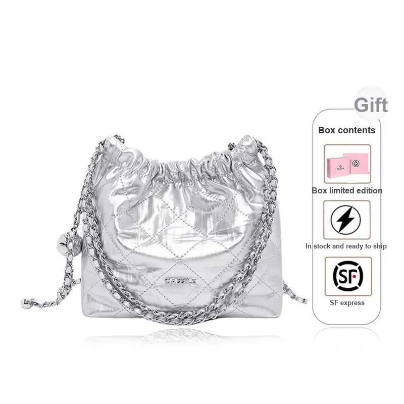 CASSILE Cow Leather Trash Bag Chain Shoulder Bag Crossbody Bag Women's Multicolor