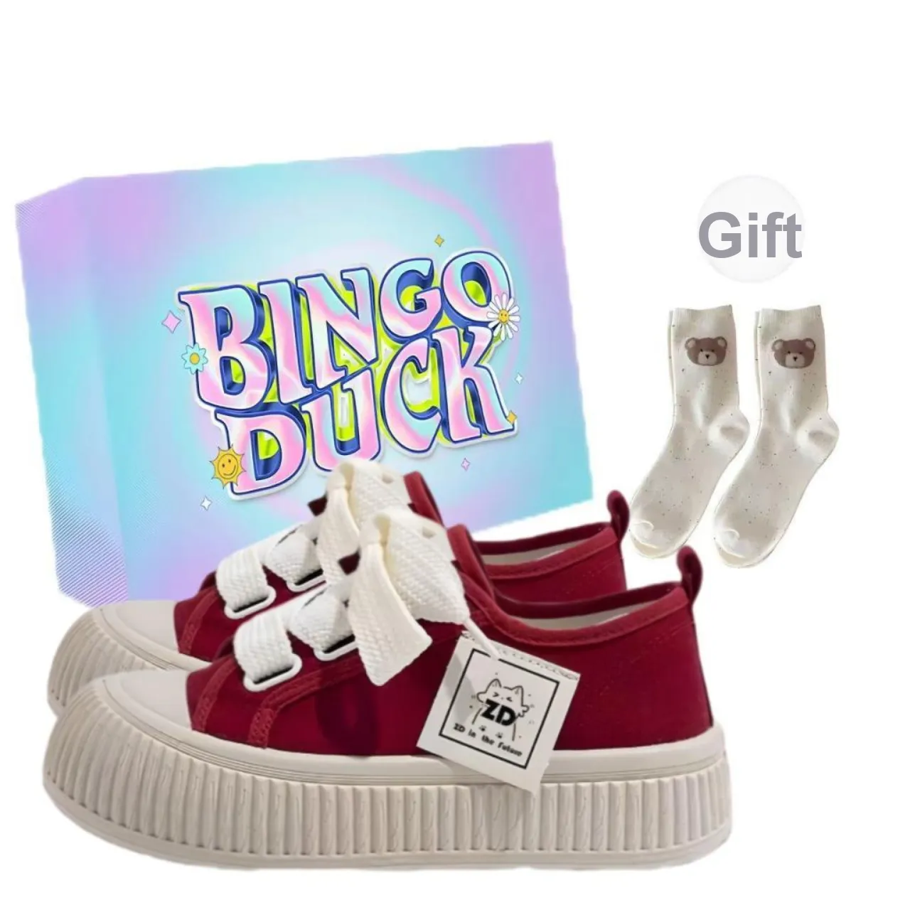 BINGO DUCK Slip Resistant, Lightweight, And Breathable Low Top Skateboard Shoes Women's